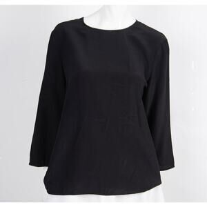 Vintage Diane von Furstenberg slip on black blouse with 3/4 sleeves - size 12